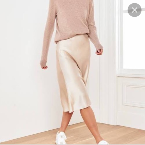 Eileen Fisher bias cut silk midi skirt clay blush terra cotta - Picture 8 of 10